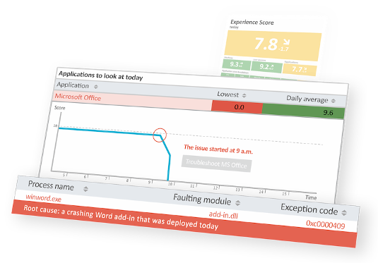 Application crash insights of installed application Microsoft Word graphic